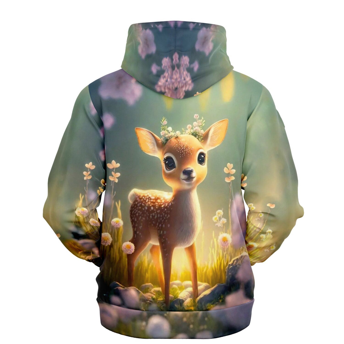 {
"alt_text": "Dreamer Hoodie mit Rehkitz Anabell Motiv, passend im Stil zu beliebten Diamond Painting und Malen nach Zahle