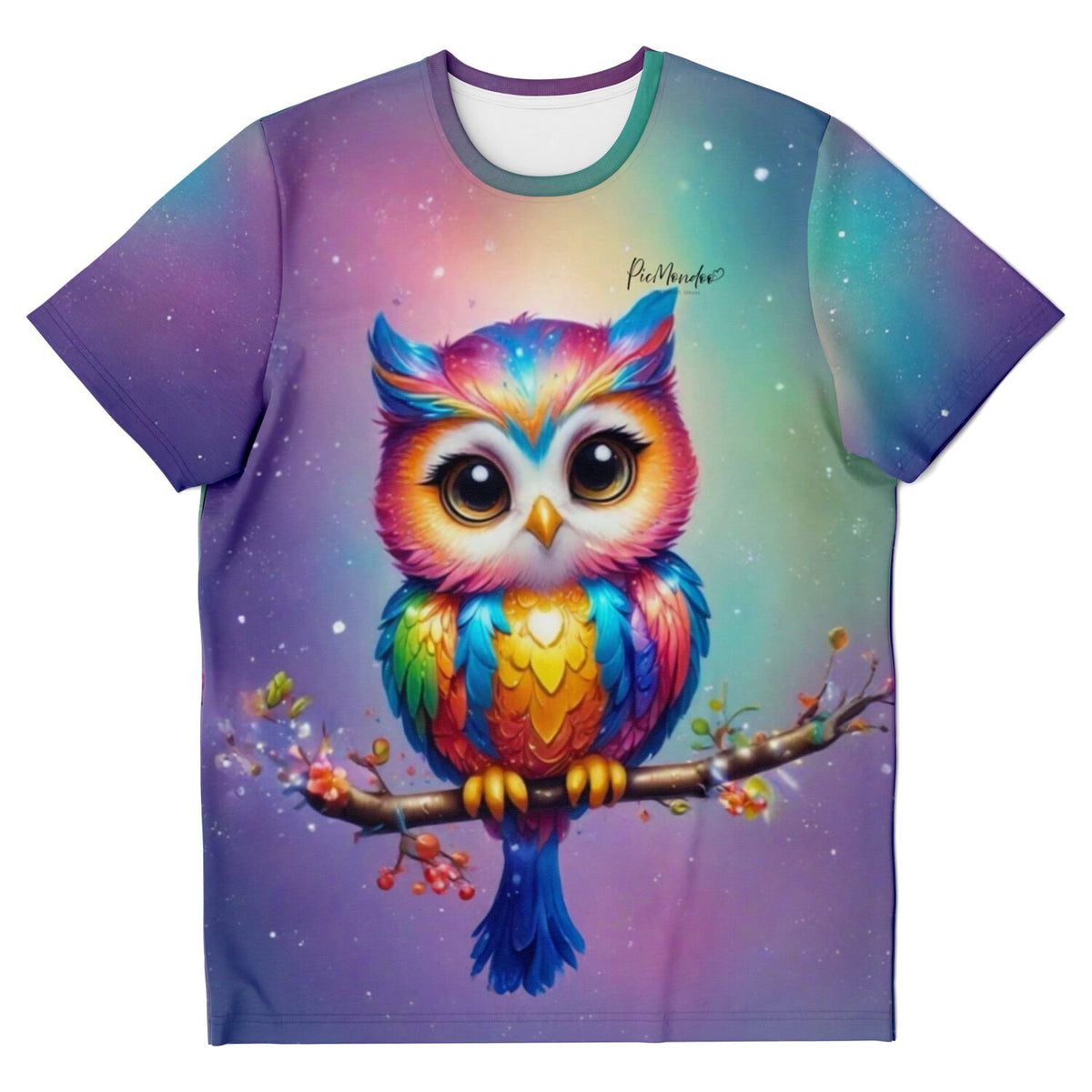 Buntes Eulen T-Shirt im pacmondoo.comsign, ideal für Fans von Malen nach Zahlen und Diamond Painting Kunstwerken