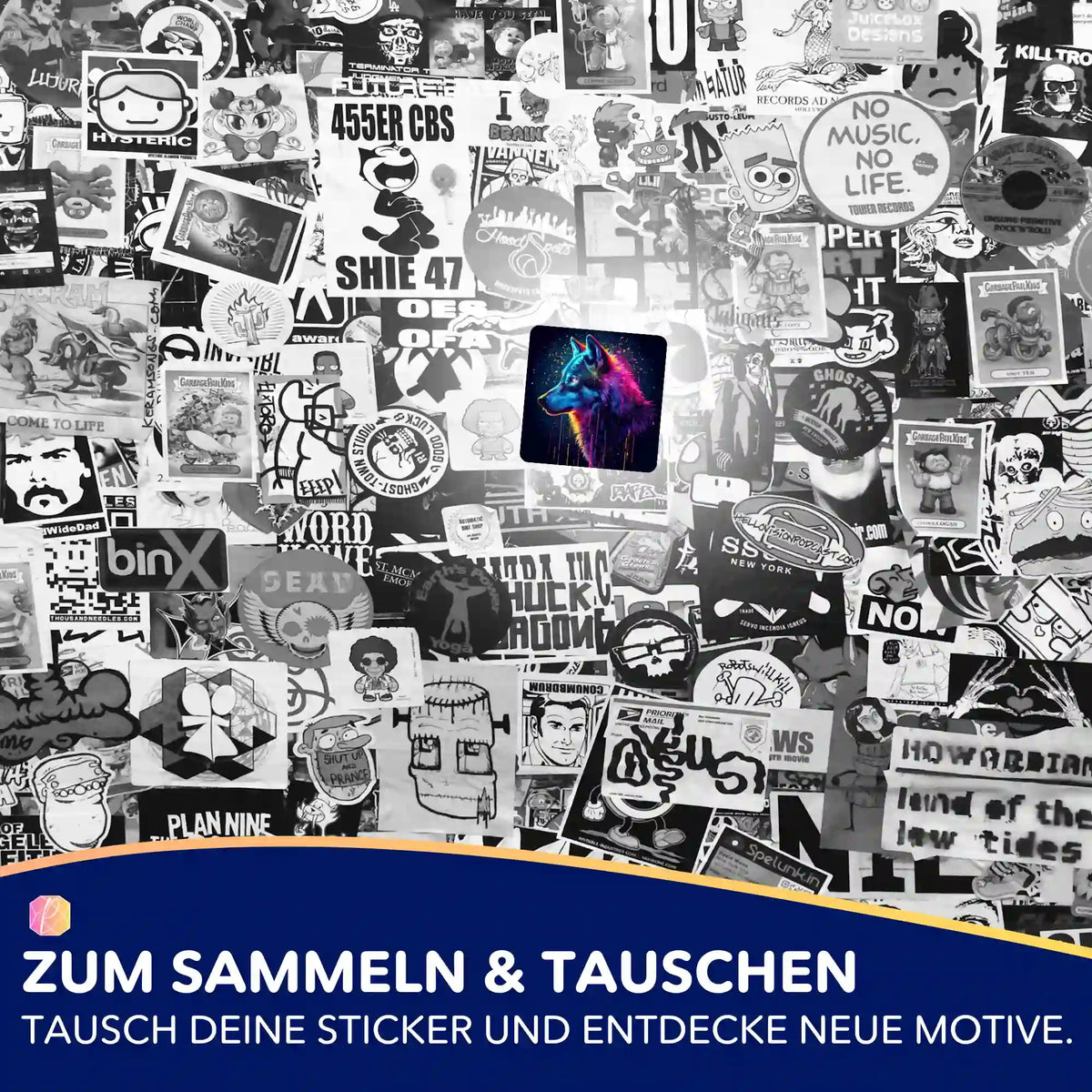 Buntes Picmondoo Aufkleber-Set mit Wolf-Motiv für Diamond Painting Zubehör und Organisation