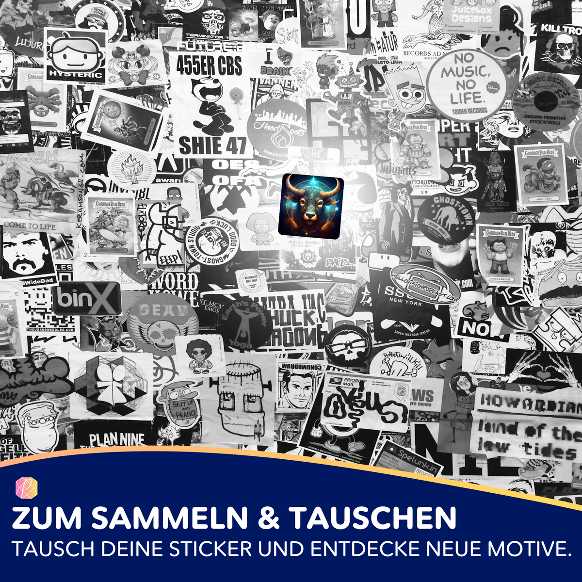 Picmondoo Sticker-Set mit buntem Sternzeichen Stier Motiv zur Organisation beim Diamond Painting
