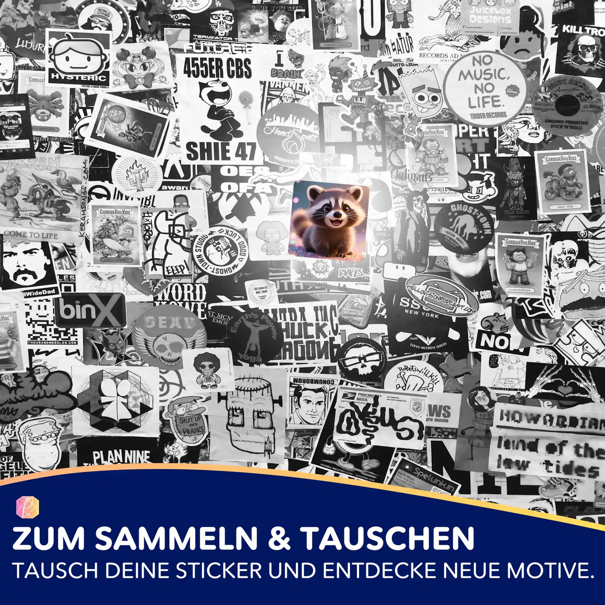 Süßer Waschbär-Sticker aus dem Diamond Painting Zubehör-Set für kreative Deko von Picmondoo