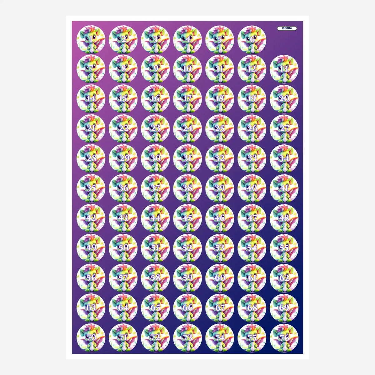 Bunte Diamond Painting Döschenaufkleber mit Happy Dragon Motiv zum Sortieren der Steinchen für dein nächstes DIY-Projekt