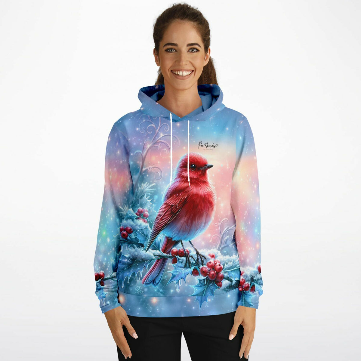 Dreamer Hoodie mit winterlichem Vogel-Motiv, inspiriert von Diamond Painting Kunstwerken für kreative Fans.