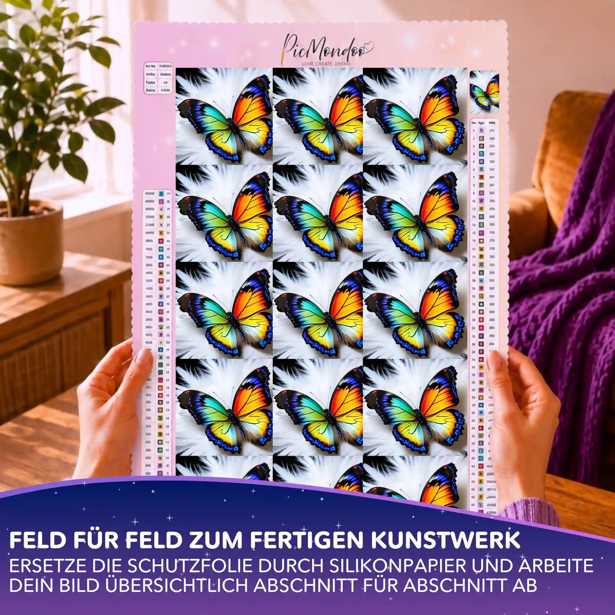 Silikonpapier-Set Federleicht für Diamond Painting zur Einteilung der Schmetterling-Leinwand