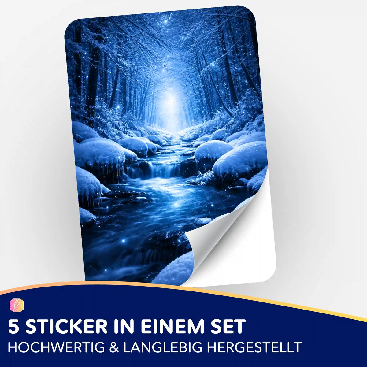 Picmondoo 5er-Aufkleber-Set mit Winterwald-Motiv für Diamond Painting und Malen nach Zahlen Zubehör