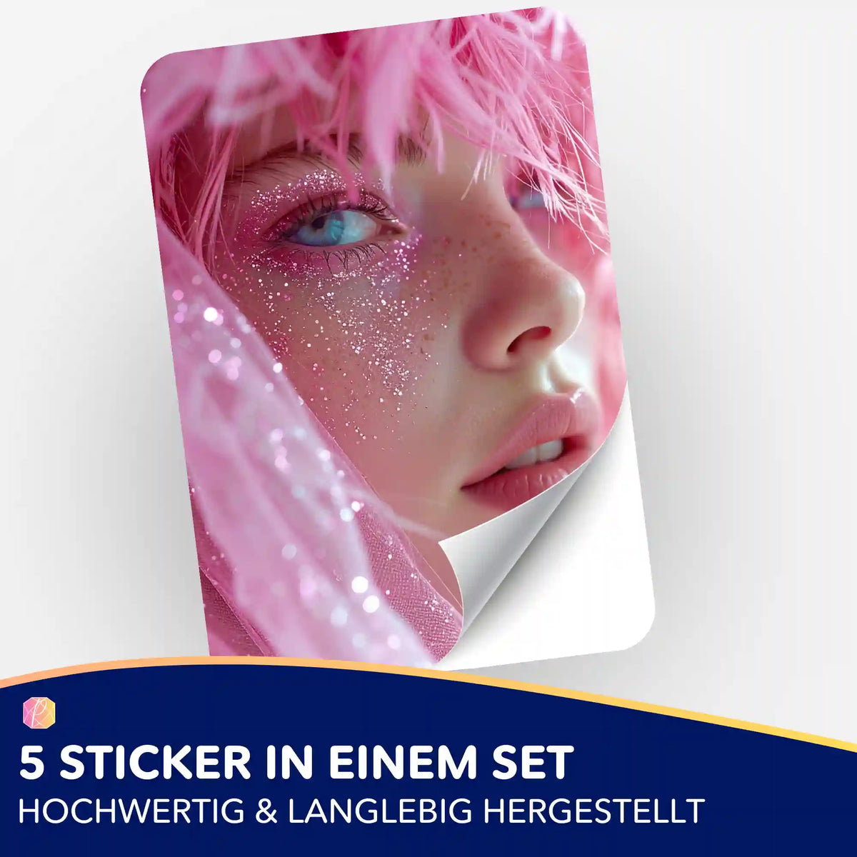Pink Dream Aufkleber-Set für Diamond Painting Zubehör mit glitzerndem Frauenporträt aus dem Picmondoo Sortiment