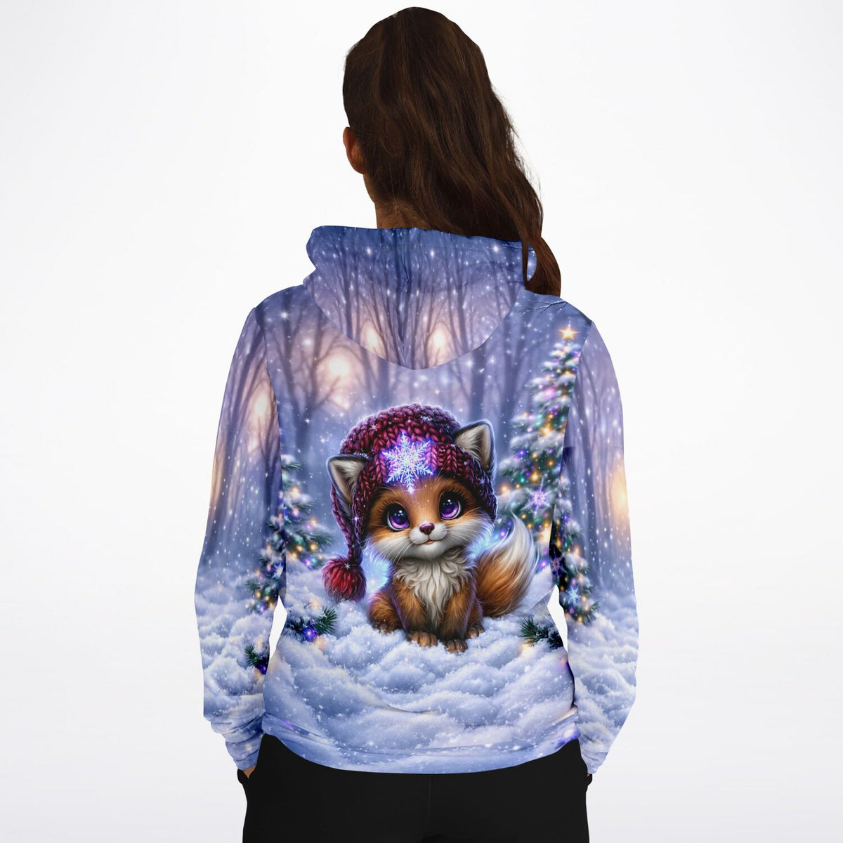 Dreamer Hoodie Kleiner Winterzauber mit Fuchs-Motiv im Schnee, ideal für Fans von Diamond Painting und Malen nach Zahlen
