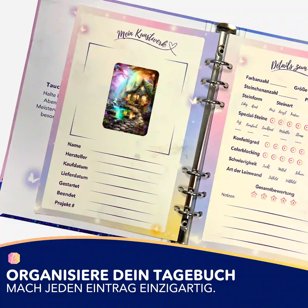 Diamond Painting Tagebuch-Aufkleber Heimkehr für die Organisation von Motiven in Bastelsets