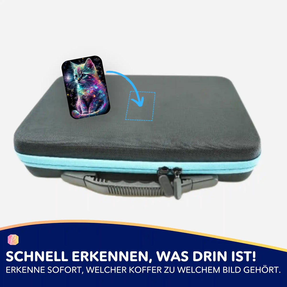 Kätzchen Kunterbunt Aufkleber für Diamond Painting Zubehörkoffer zur übersichtlichen Organisation deiner Bastelsets