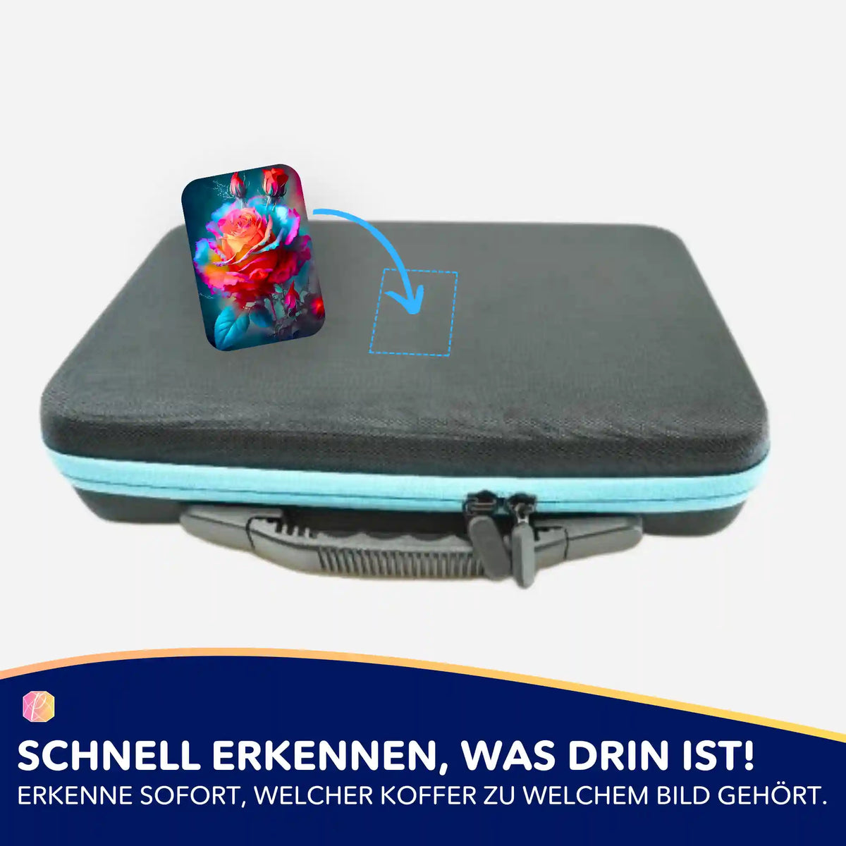 Zarte Rosenblüte Aufkleber für Diamond Painting Koffer zur perfekten Organisation deines Zubehörs