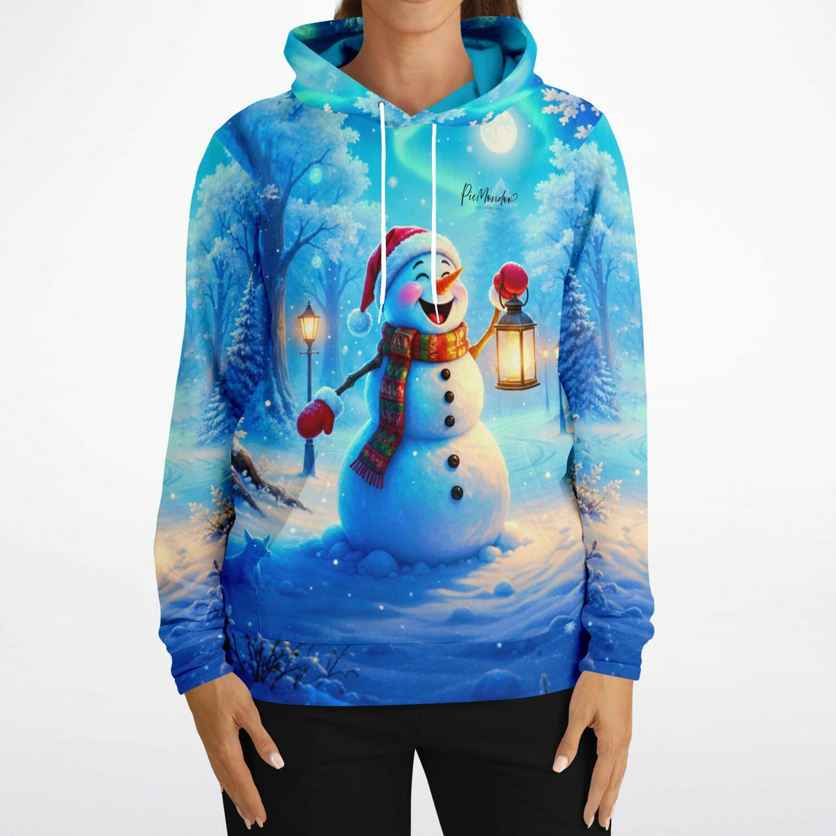 Hoodie mit weihnachtlichem Schneemann Motiv, im Stil beliebter Diamond Painting und Malen nach Zahlen Kunstwerke