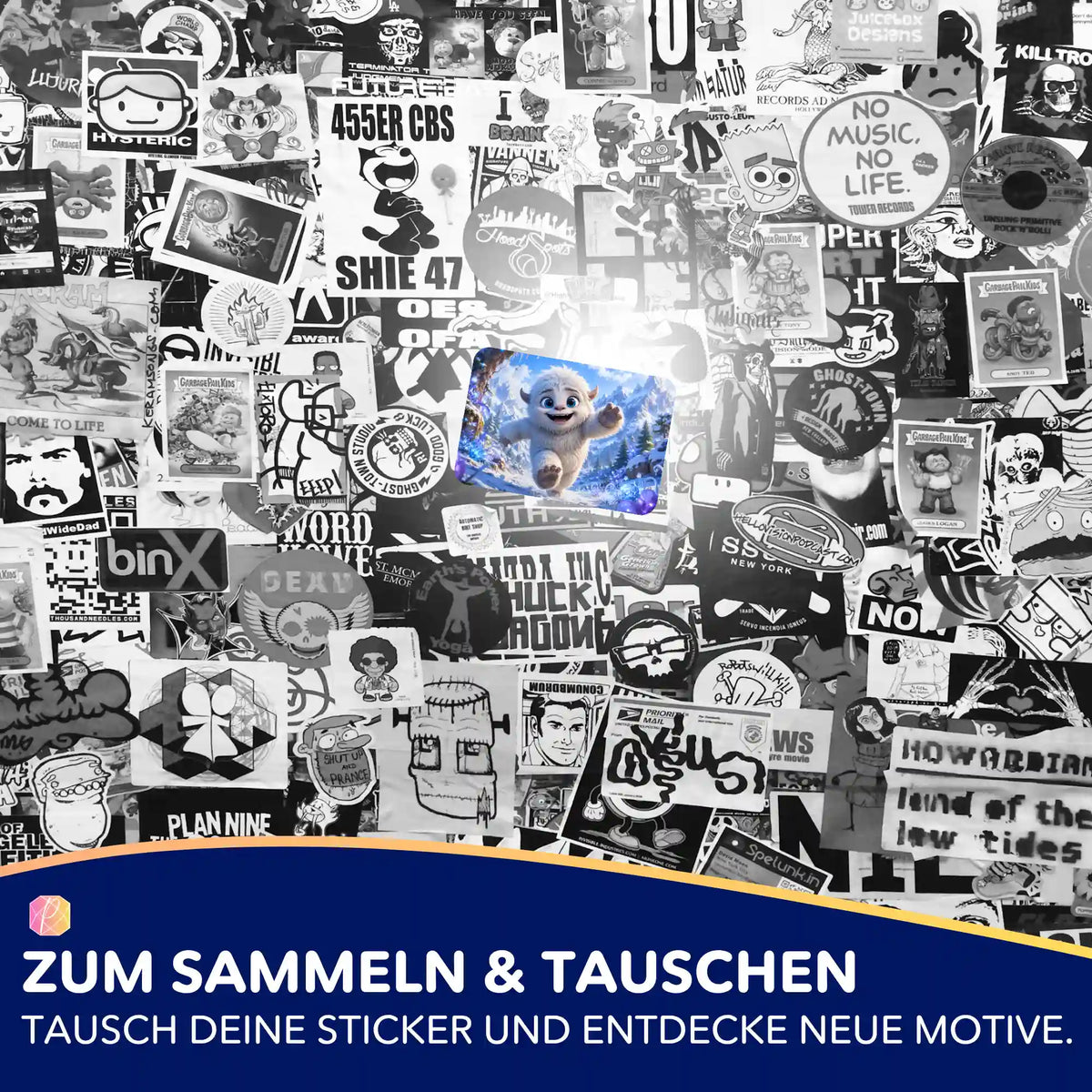 Picmondoo Sticker-Set mit buntem Yeti-Motiv als Zubehör für dein Diamond Painting Hobby und kreative DIY-Projekte.