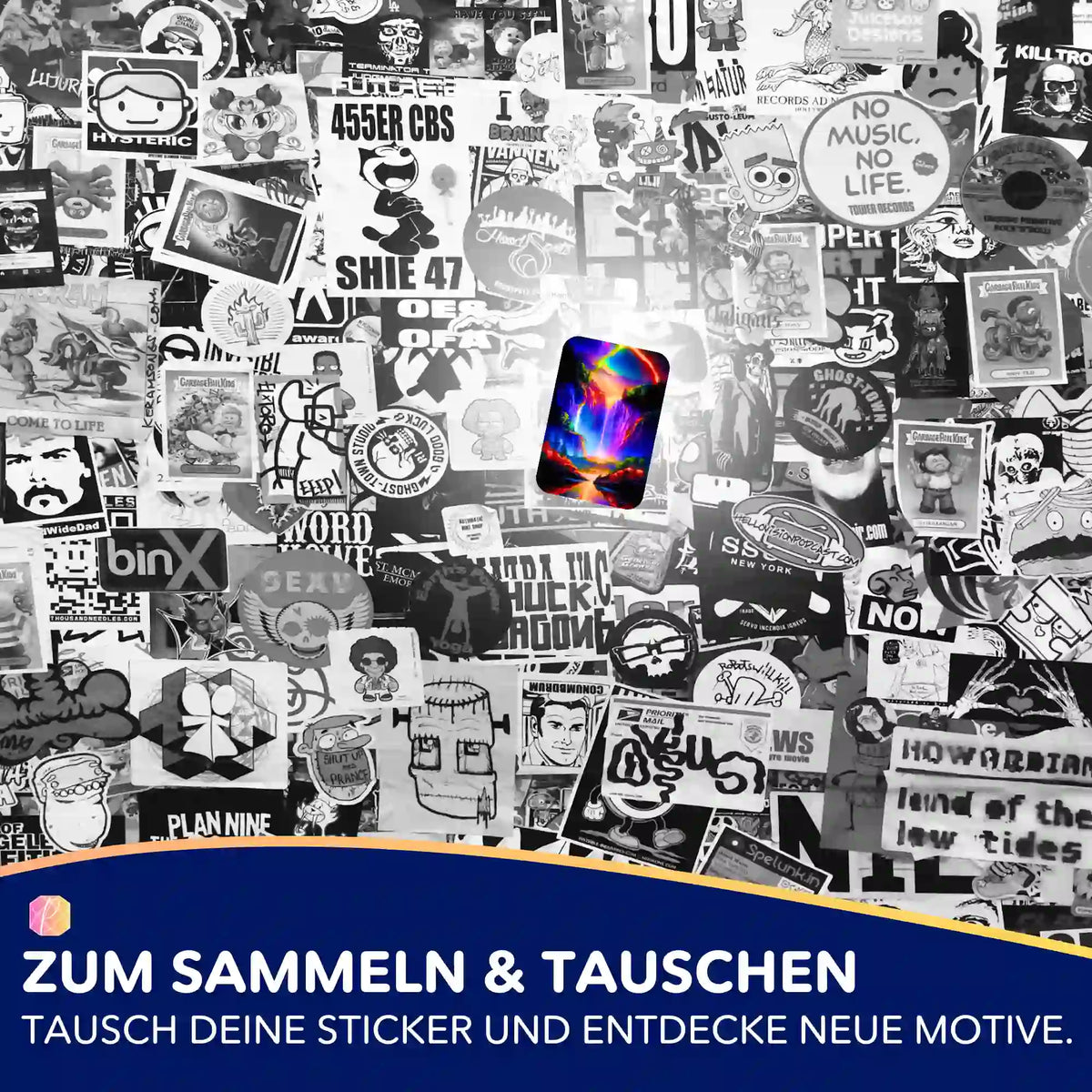 Buntes Nachtleuchten am Wasserfall Sticker als Zubehör für Diamond Painting und kreative Organisation von Sets