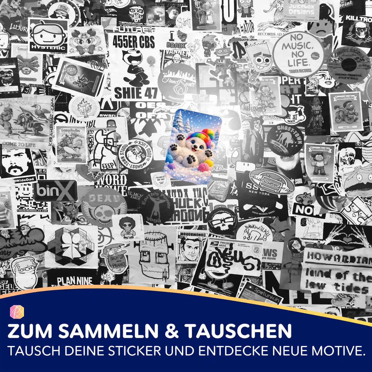 Buntes Winterbär Diamond Painting Sticker-Set zur Organisation für dein Diamond Painting Hobby von Picmondoo
