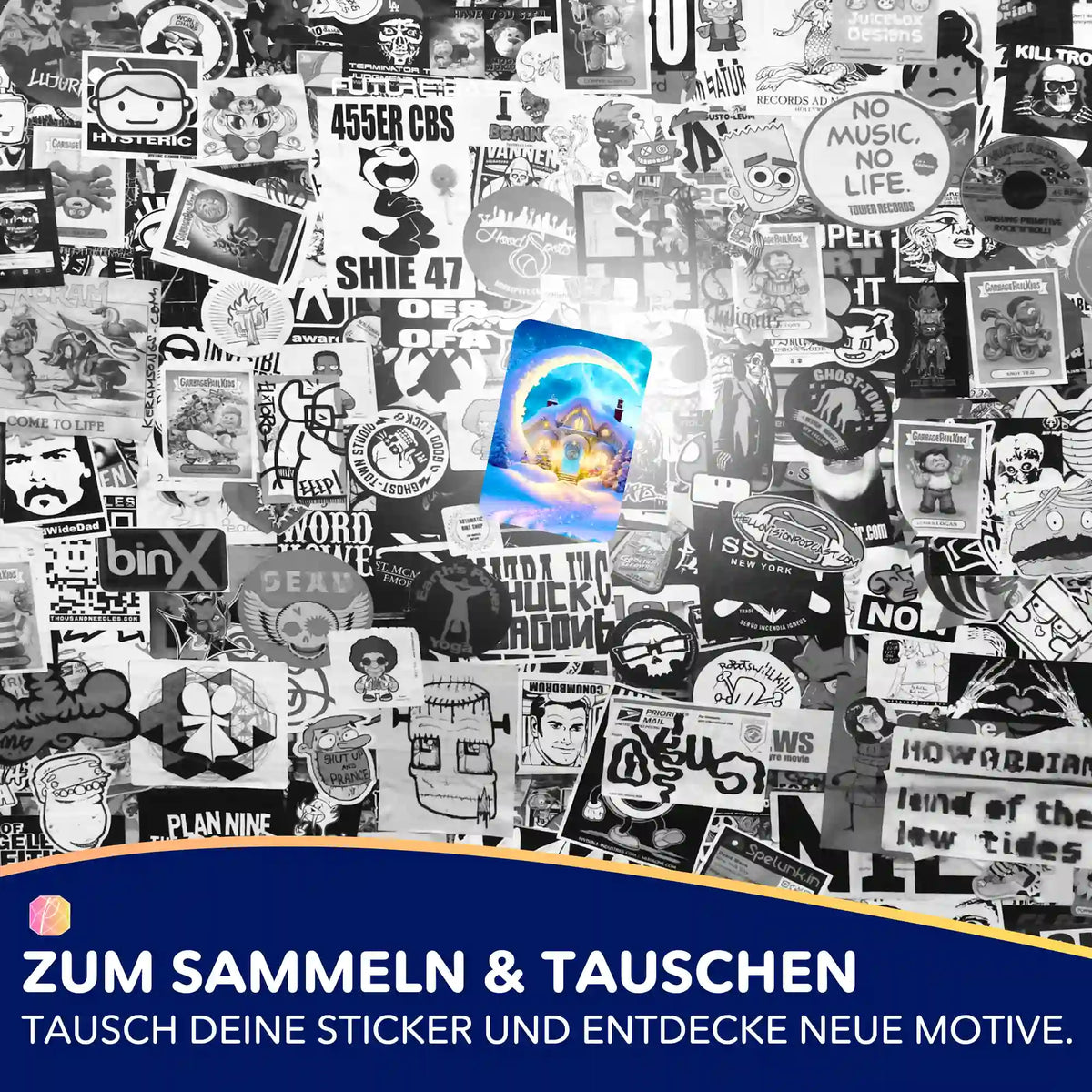 Picmondoo 5er-Set Sticker mit Moon and Snow Motiv zur Organisation von Diamond Painting und Malen nach Zahlen Sets.