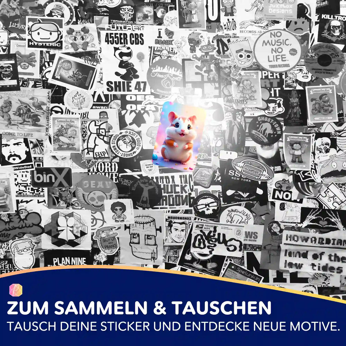 Buntes Hamster-Sticker-Set für Diamond Painting Zubehör und Malen nach Zahlen Organisation auf einer Collage