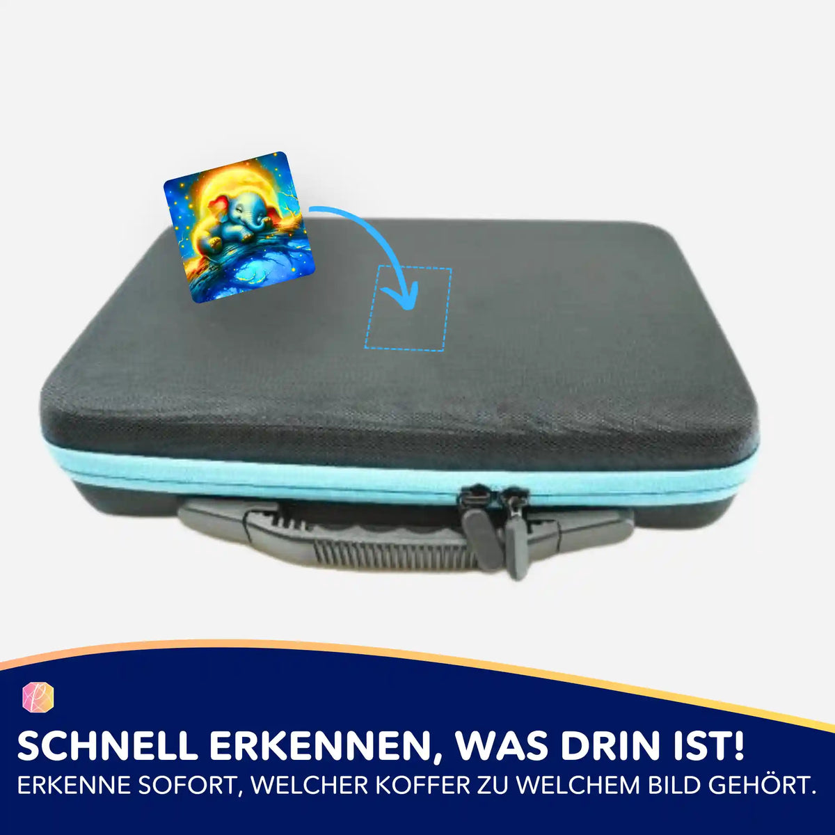 Mondschein Elefant Aufkleber zur Organisation von Diamond Painting Koffern und Zubehör-Sets