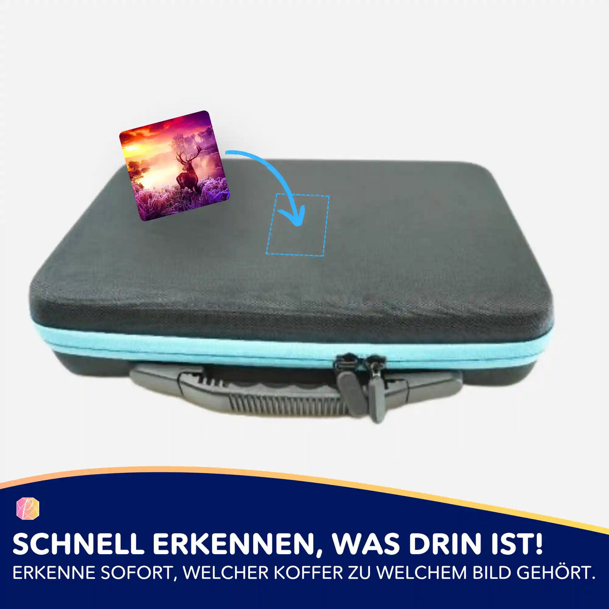 Hirsch im Sonnenaufgang Aufkleber zur Organisation von Diamond Painting Koffern und Malen nach Zahlen Zubehör