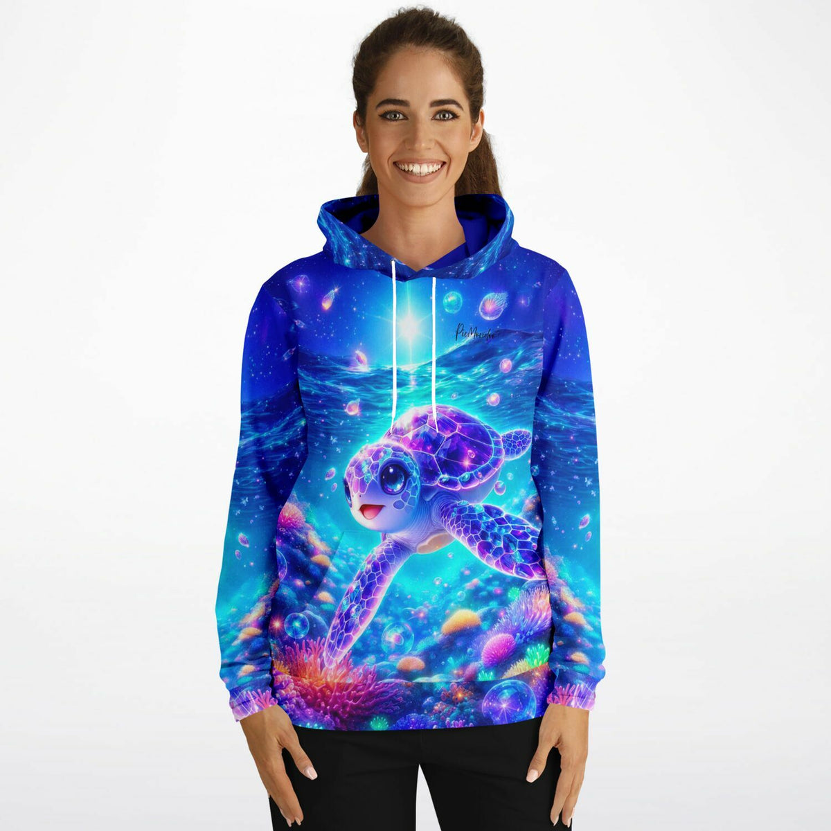 Dreamer Hoodie Sternenschildi mit farbenfrohem Unterwasser-Motiv im Stil von Diamond Painting Kunstwerken