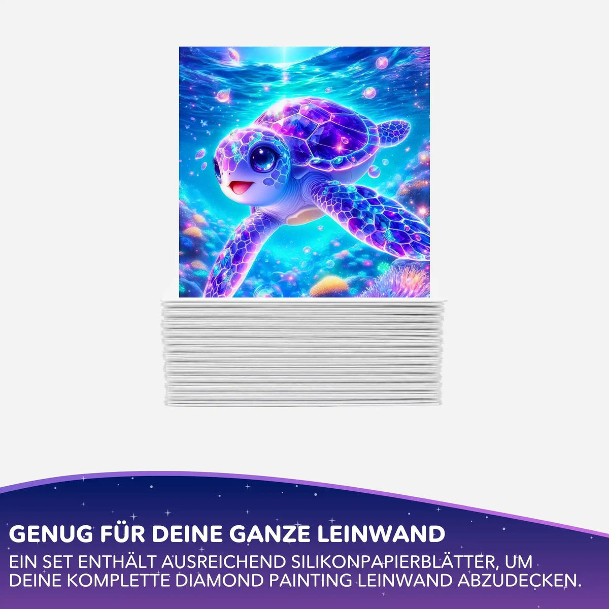 Silikonpapier-Set für Diamond Painting mit buntem Schildkröten-Motiv Sternenschildi zum Abdecken der Leinwand