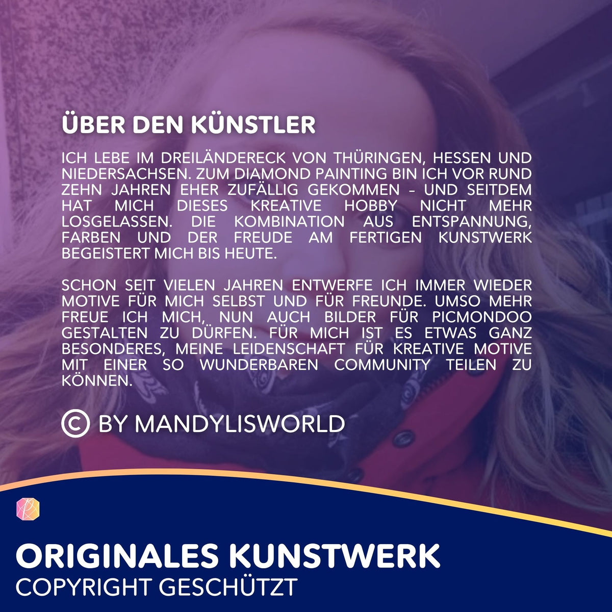 Künstlerporträt für Diamond Painting Motive von MandyLisWorld für Picmondoo DIY Kunstsets