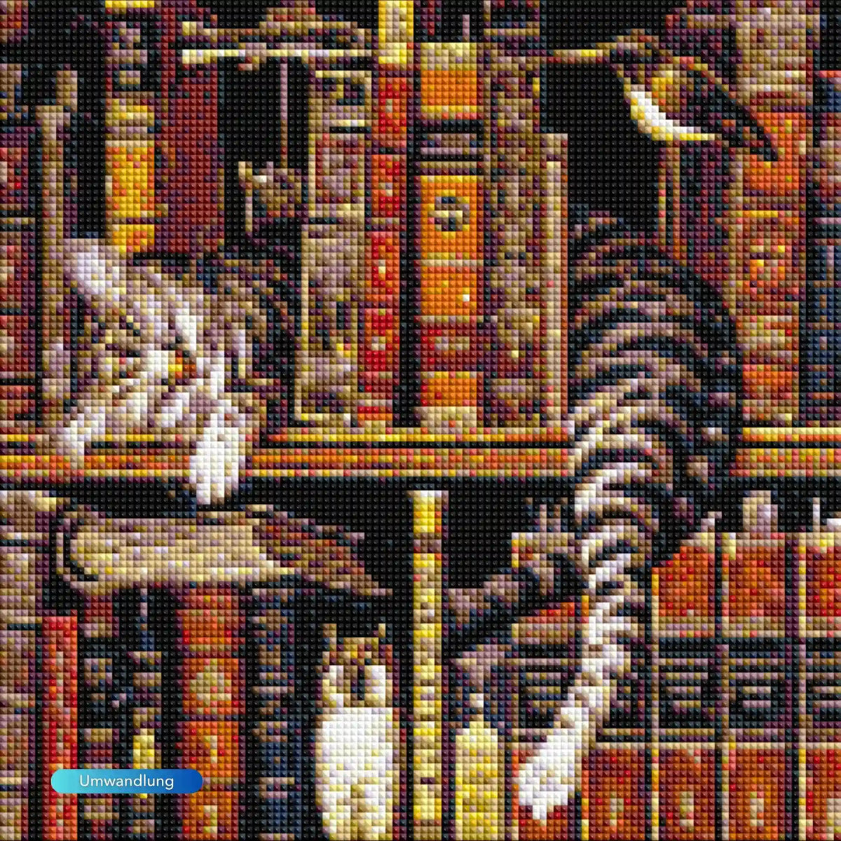Diamond Painting Katze im Bücherregal, 5D Diamant Malerei mit bunten Glitzersteinen, Quadratisches DIY Motiv für Erwachsene