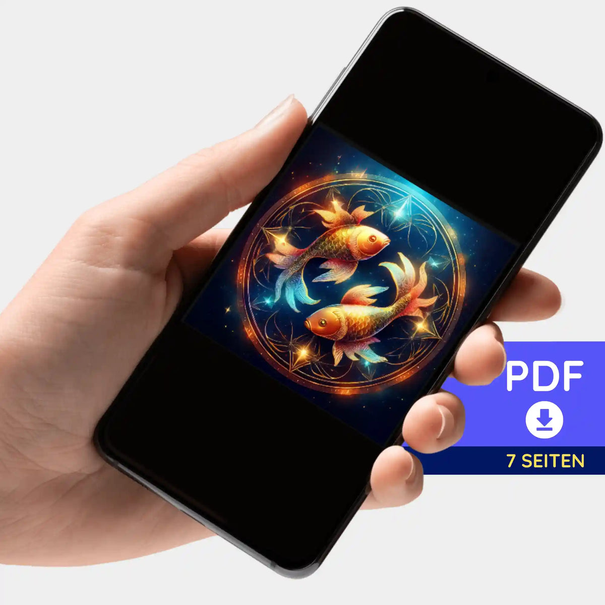 Digitale Picmondoo Bildmappe als PDF mit Sternzeichen Fisch Motiv für Diamond Painting und Malen nach Zahlen
