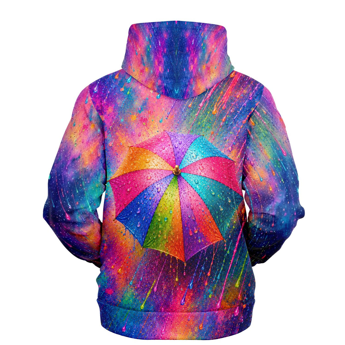 Dreamer Hoodie mit buntem Regenschirm Motiv in leuchtenden Farben, ähnlich wie ein Malen nach Zahlen Kunstwerk