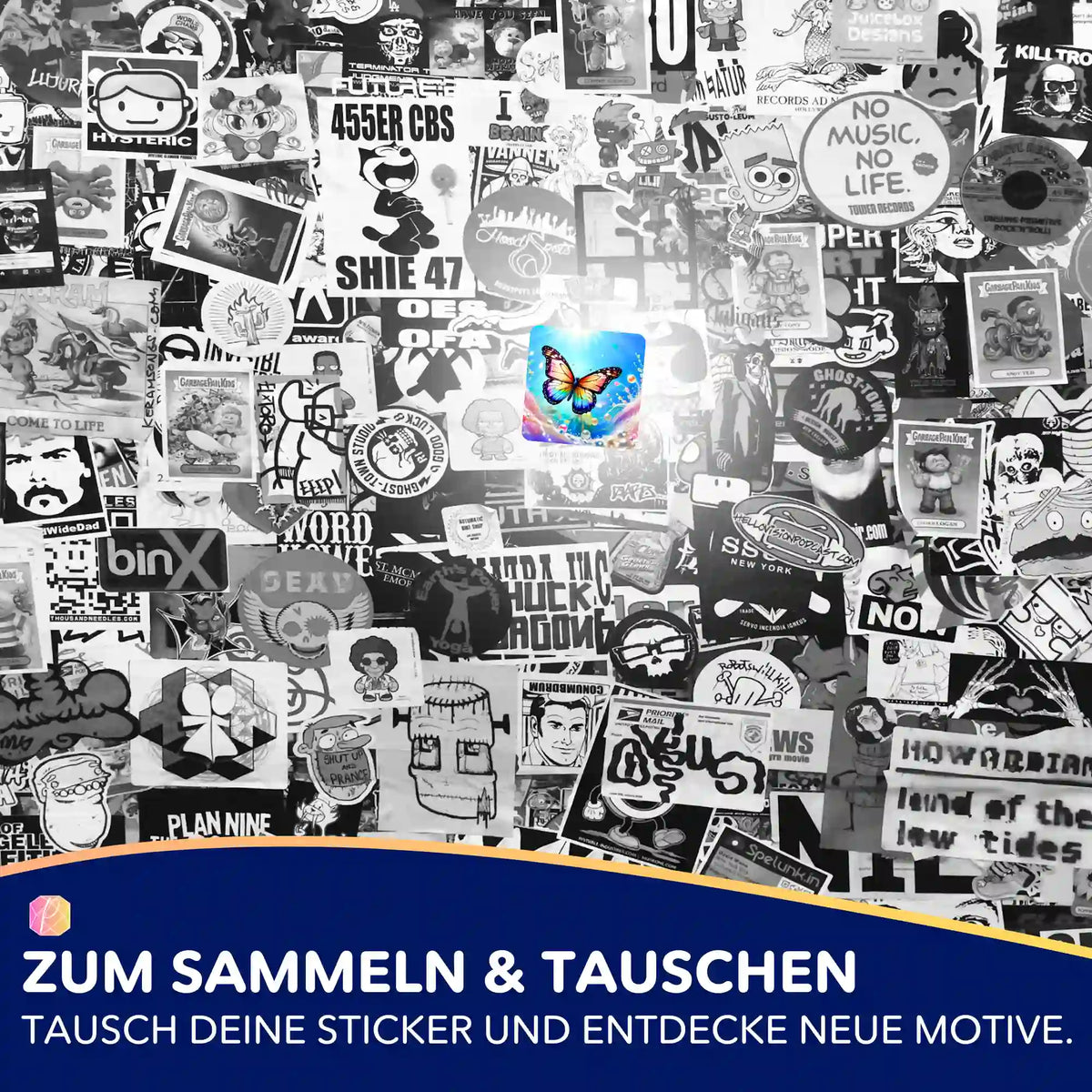 Farbiger Schmetterling-Sticker aus dem Picmondoo Diamond Painting Zubehör Set zur Organisation deiner Diamanten Projekte