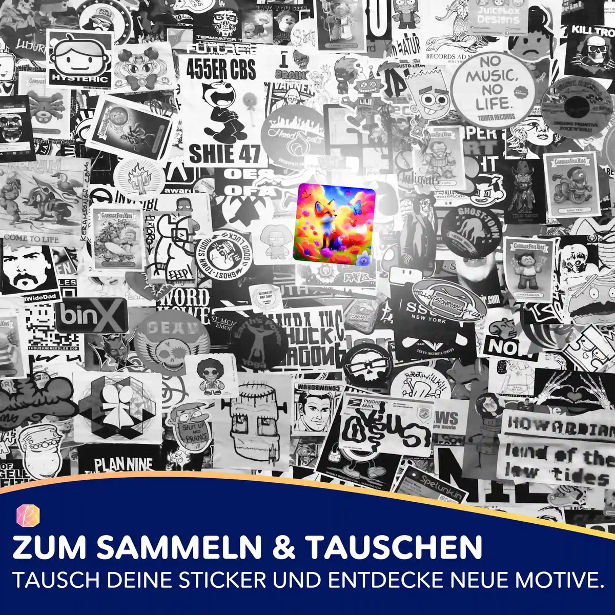 Buntes Sticker-Set mit Fuchs-Motiv für Diamond Painting Fans zur Organisation von Zubehör und Bastelsets
