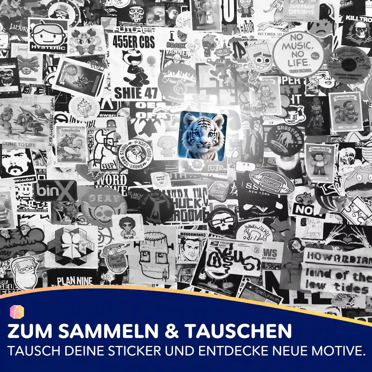 Picmondoo Sticker-Set mit süßem Schneetigerbaby für Diamond Painting Organisation und Bastelspaß