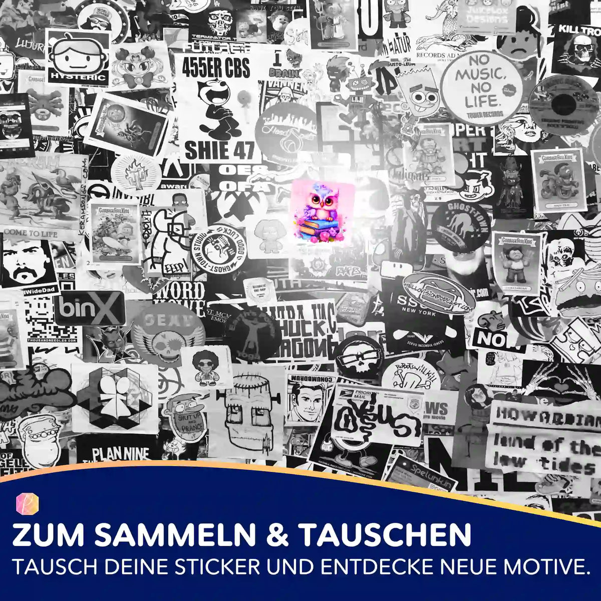 Buntes Büchereule Sticker-Set von Picmondoo zur Organisation deiner Diamond Painting und Malen nach Zahlen Hobby-Motive.