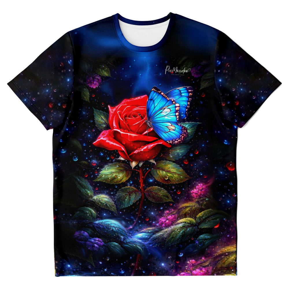 T-shirt Dreamer - Rose rouge rencontre papillon bleu