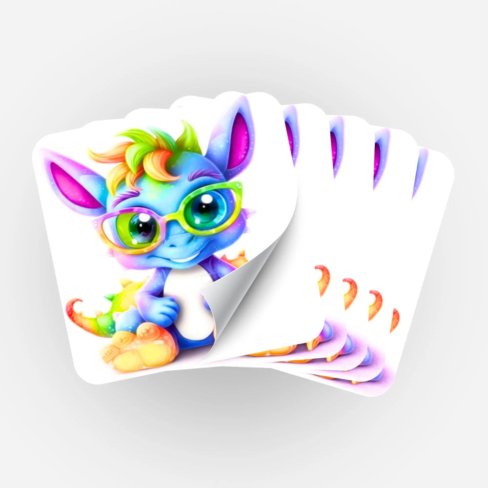 Lot de 5 autocollants - Petit dragon savant
