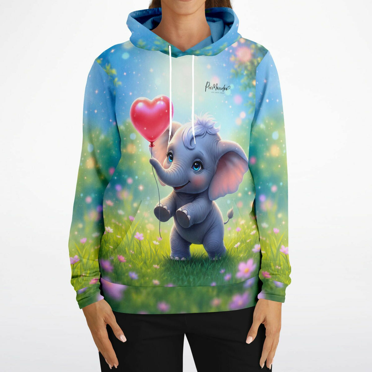Dreamer Hoodie mit niedlichem Elefanten-Motiv, das den beliebten Diamond Painting und Malen nach Zahlen Designs ähnelt.