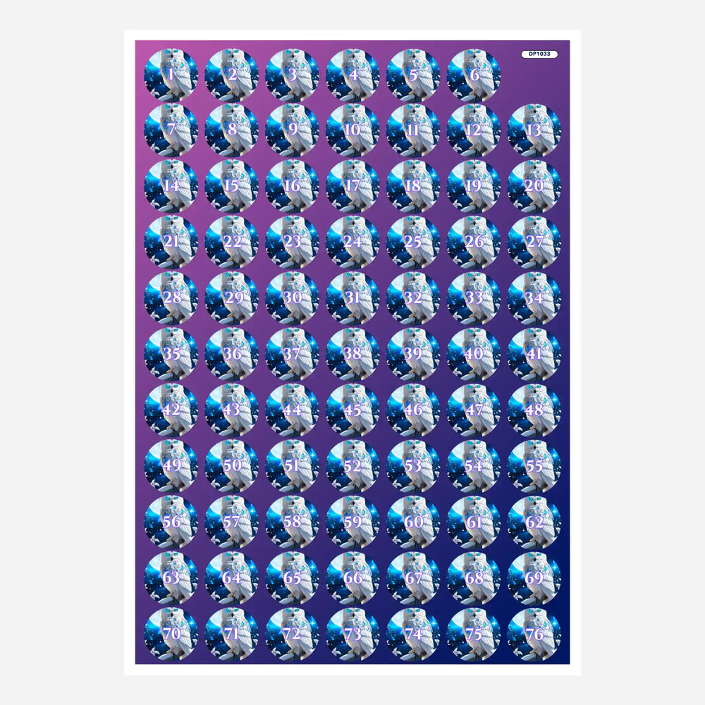 Autocollant pour petite boîte - Chouette aux yeux bleus