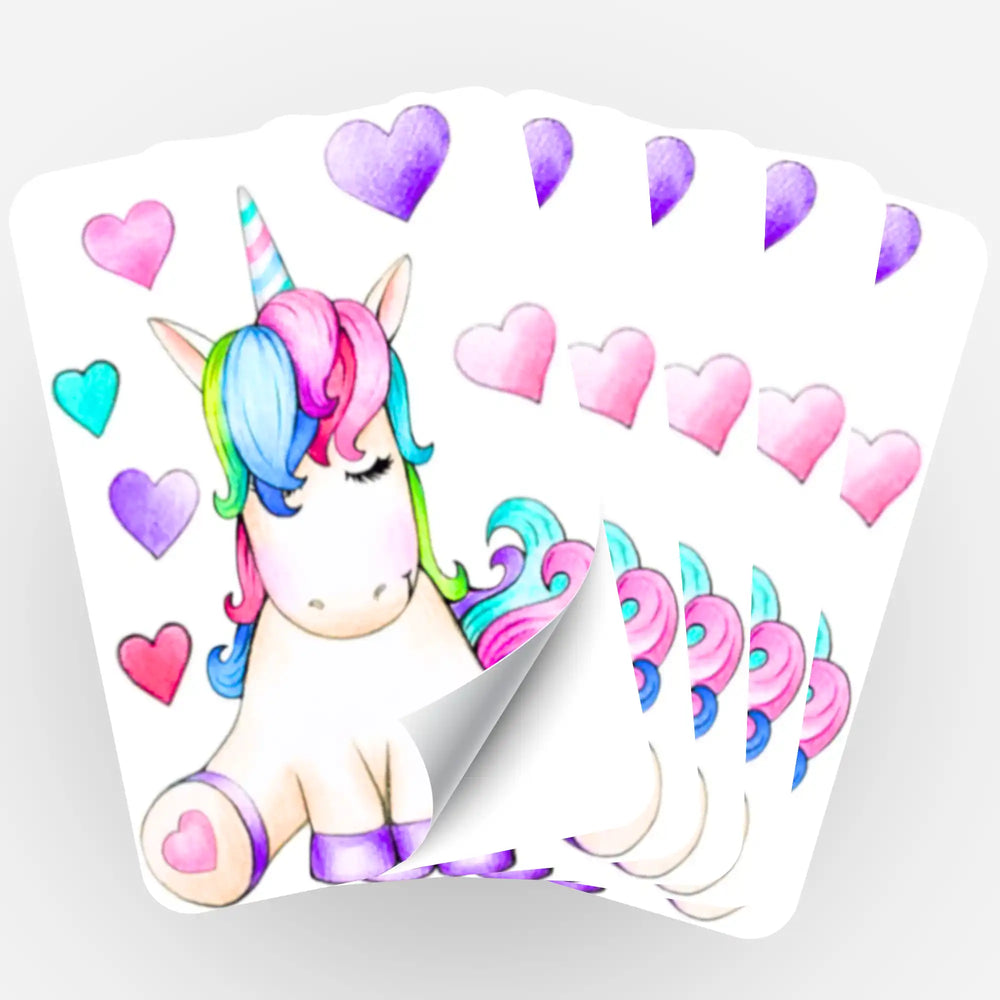 Aufkleber 5er-Set - Buntes Einhorn