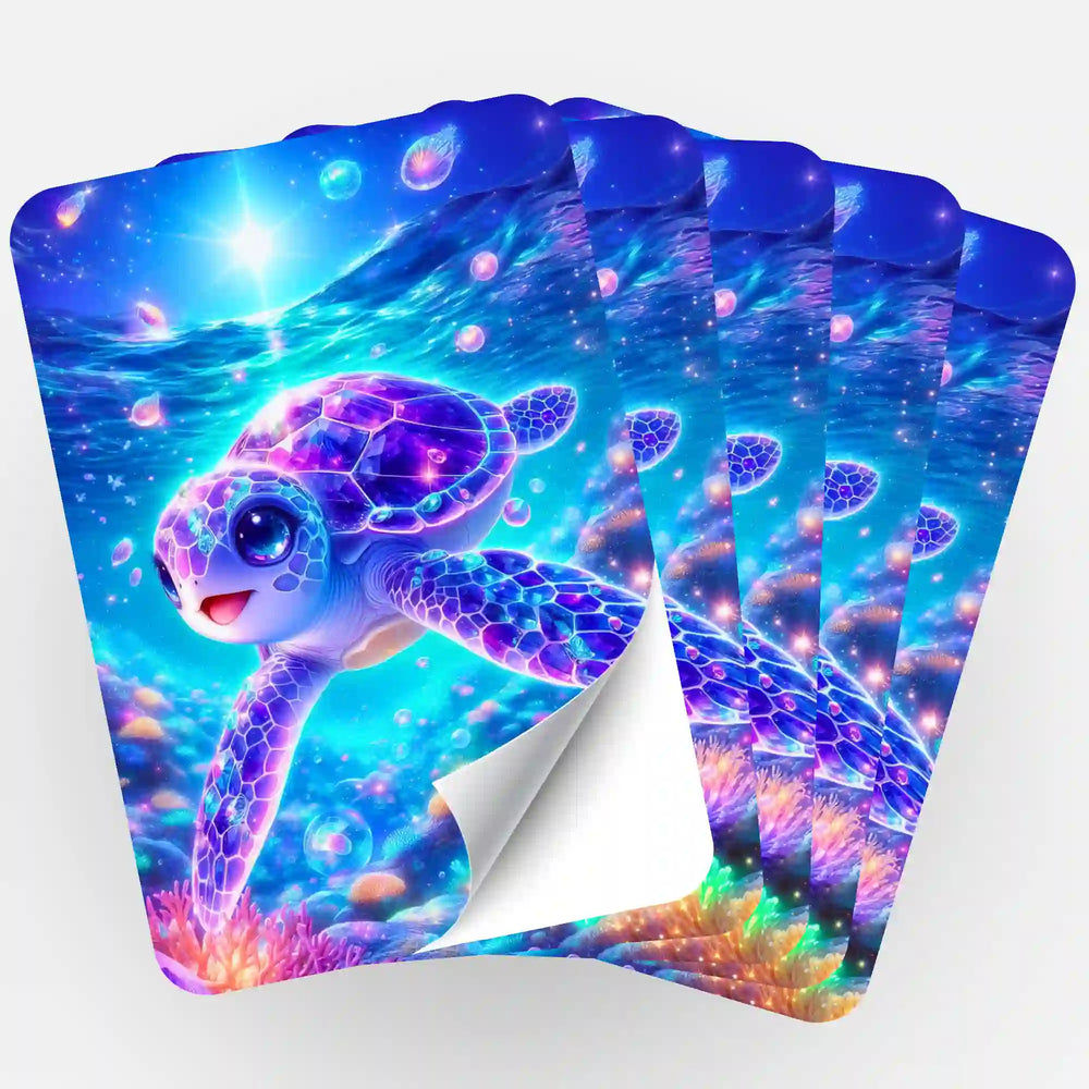 Lot de 5 autocollants - Tortue étoilée