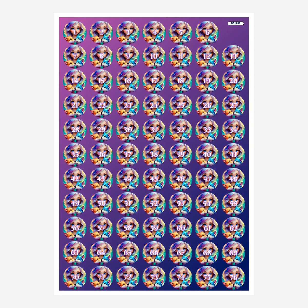 Bunte Diamond Painting Döschenaufkleber mit Fantasy Wolfsmädchen Finja Motiv zur Organisation von Steinfarben