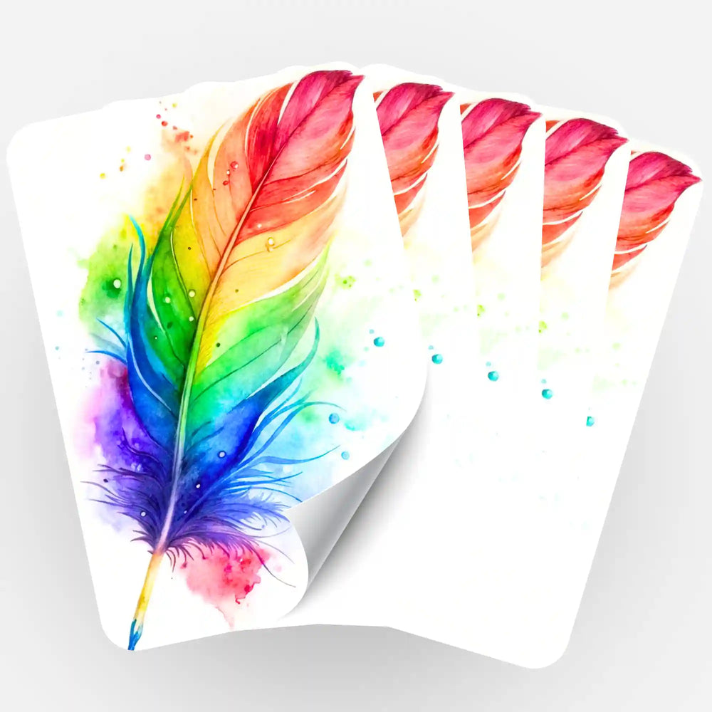 Aufkleber 5er-Set - Rainbow Feather