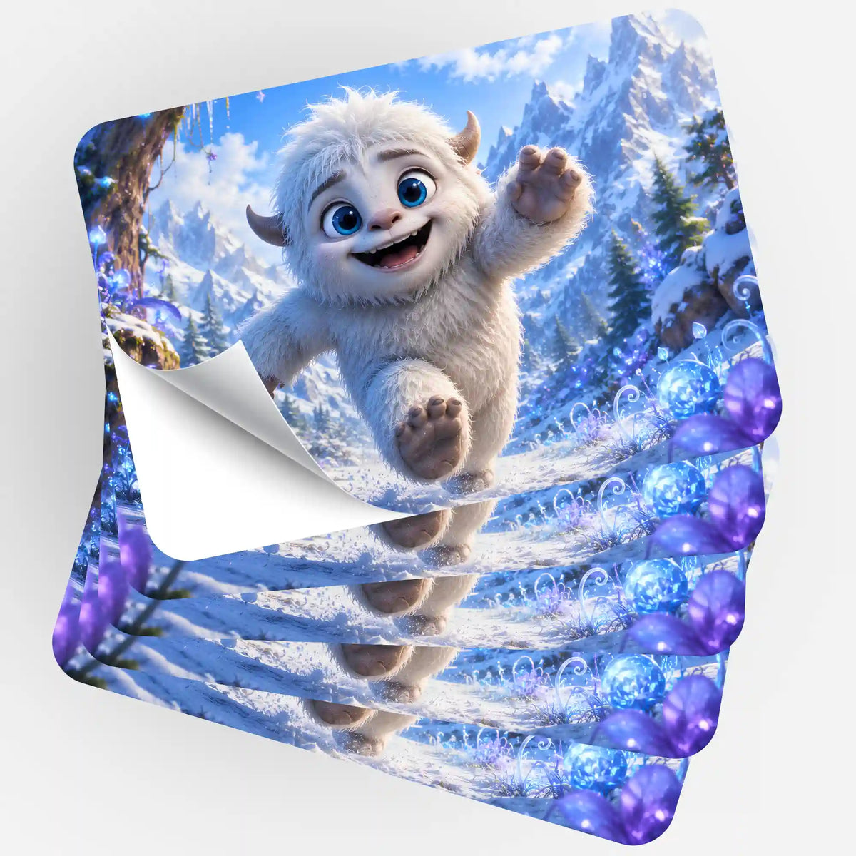5er-Set Aufkleber für Diamond Painting und Malen nach Zahlen mit süßem Yeti-Motiv für kreative Bastelprojekte