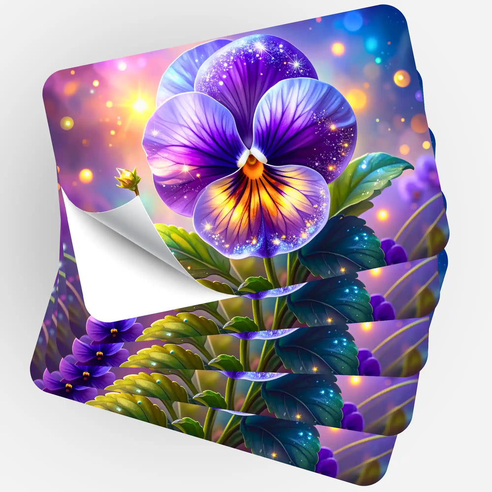 Lot de 5 autocollants - Violette étoilée