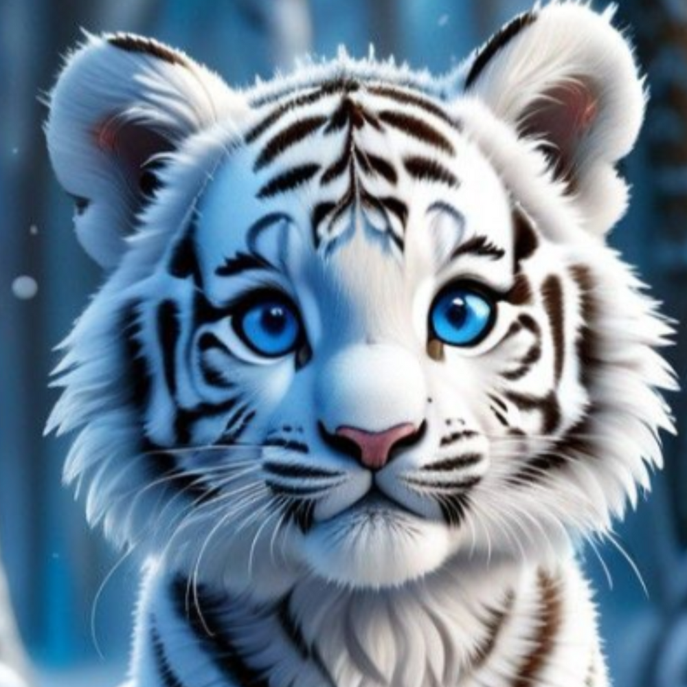 Diamond Painting Mini - Bébé tigre des neiges