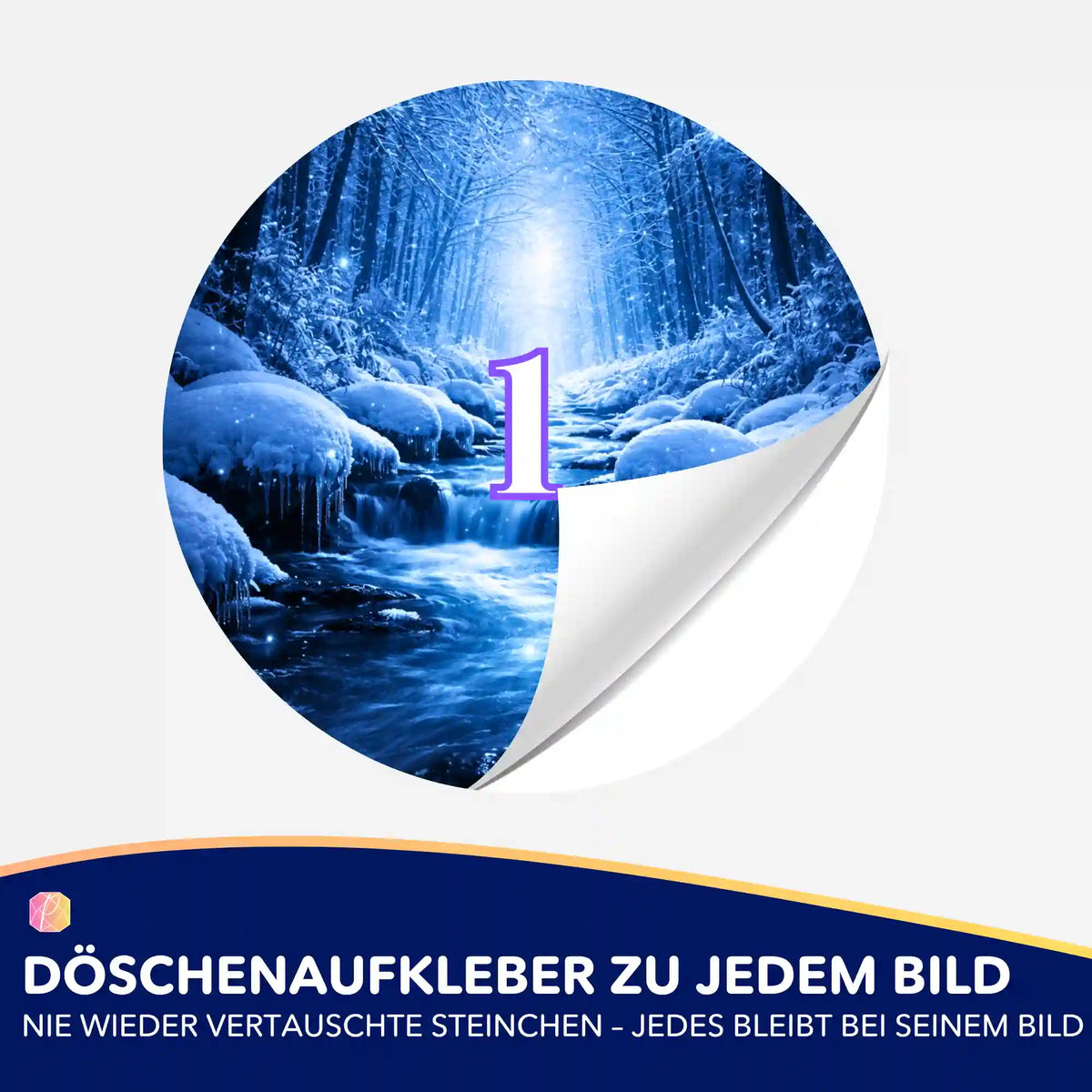 Döschenaufkleber mit Nummer 1 für Diamond Painting Zubehör zur organisierten Sortierung der Diamanten nach Farben