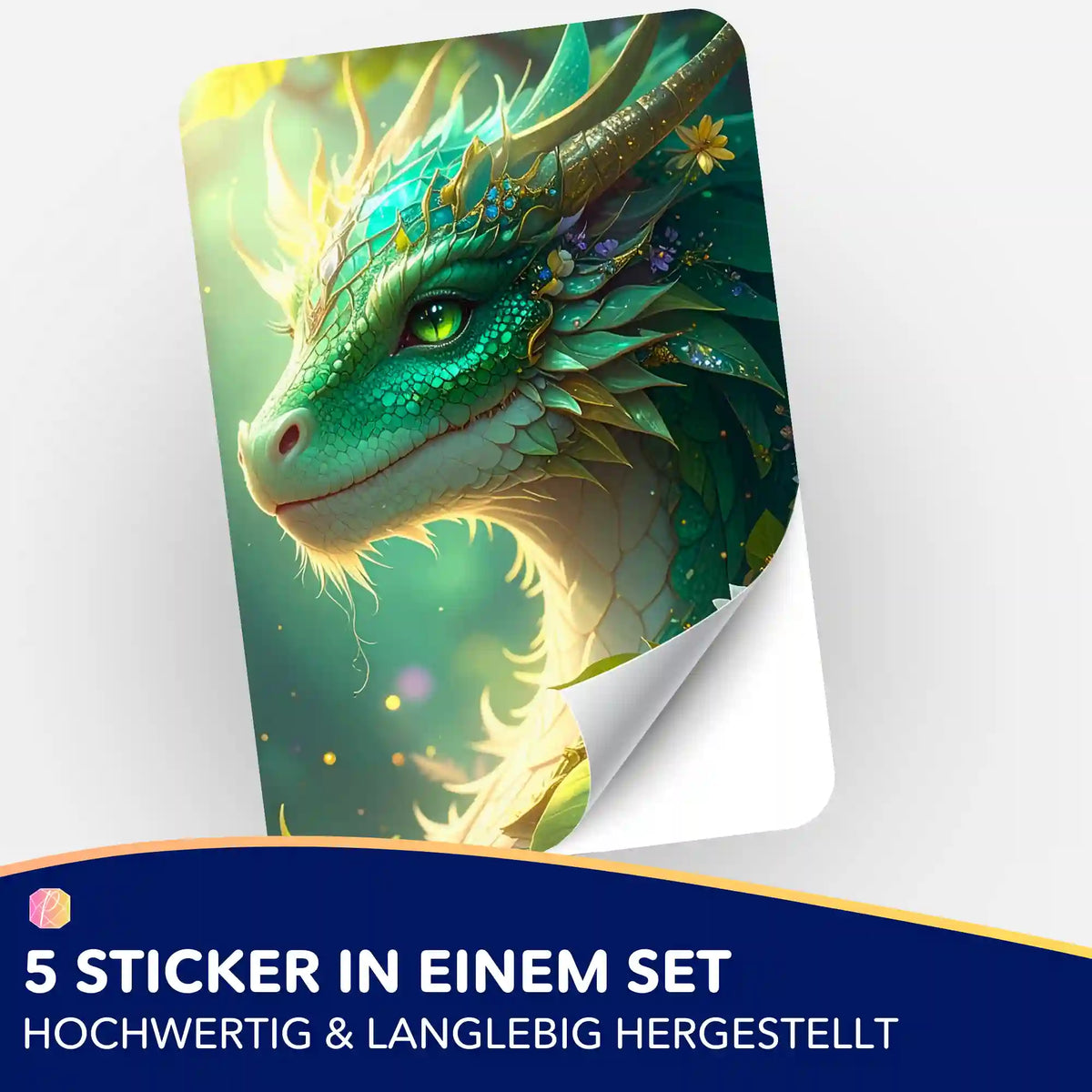 Moni´s Live 5er-Sticker-Set: Hüter des Smaragdwaldes Drachenmotiv für Diamond Painting Organisation und Dekoration