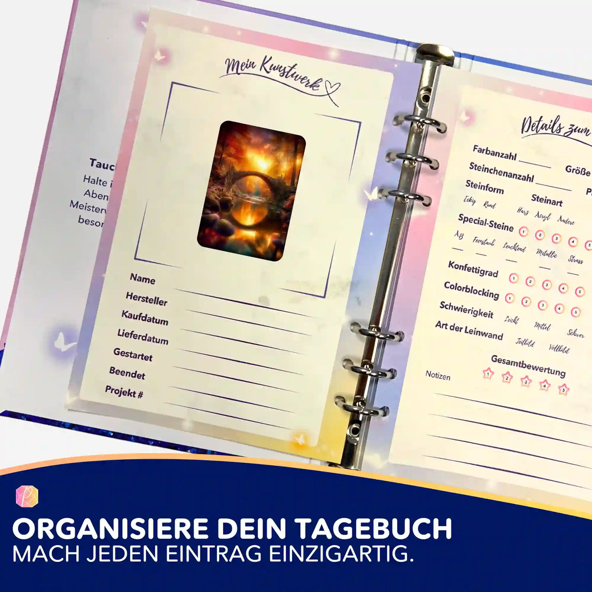 Diamond Painting Tagebuch Sticker Brücke der ewigen Stunde zur Organisation von Projekten für dein Hobby