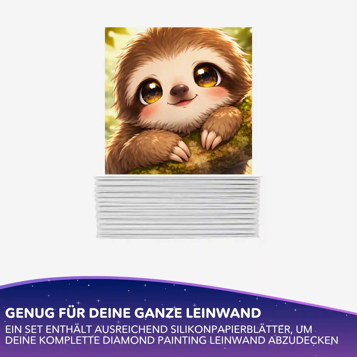 Picmondoo Silikonpapier-Set für Diamond Painting mit süßem Faultier zum Abdecken der Leinwand