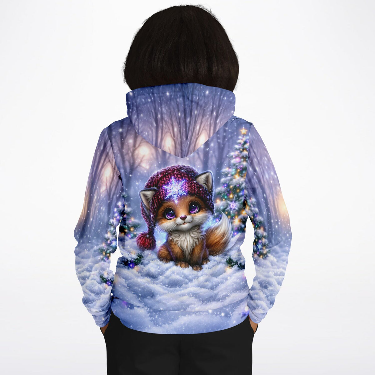 Dreamer Hoodie mit niedlichem Fuchs-Motiv im Winterwald, perfekt für Fans von Diamond Painting und Malen nach Zahlen