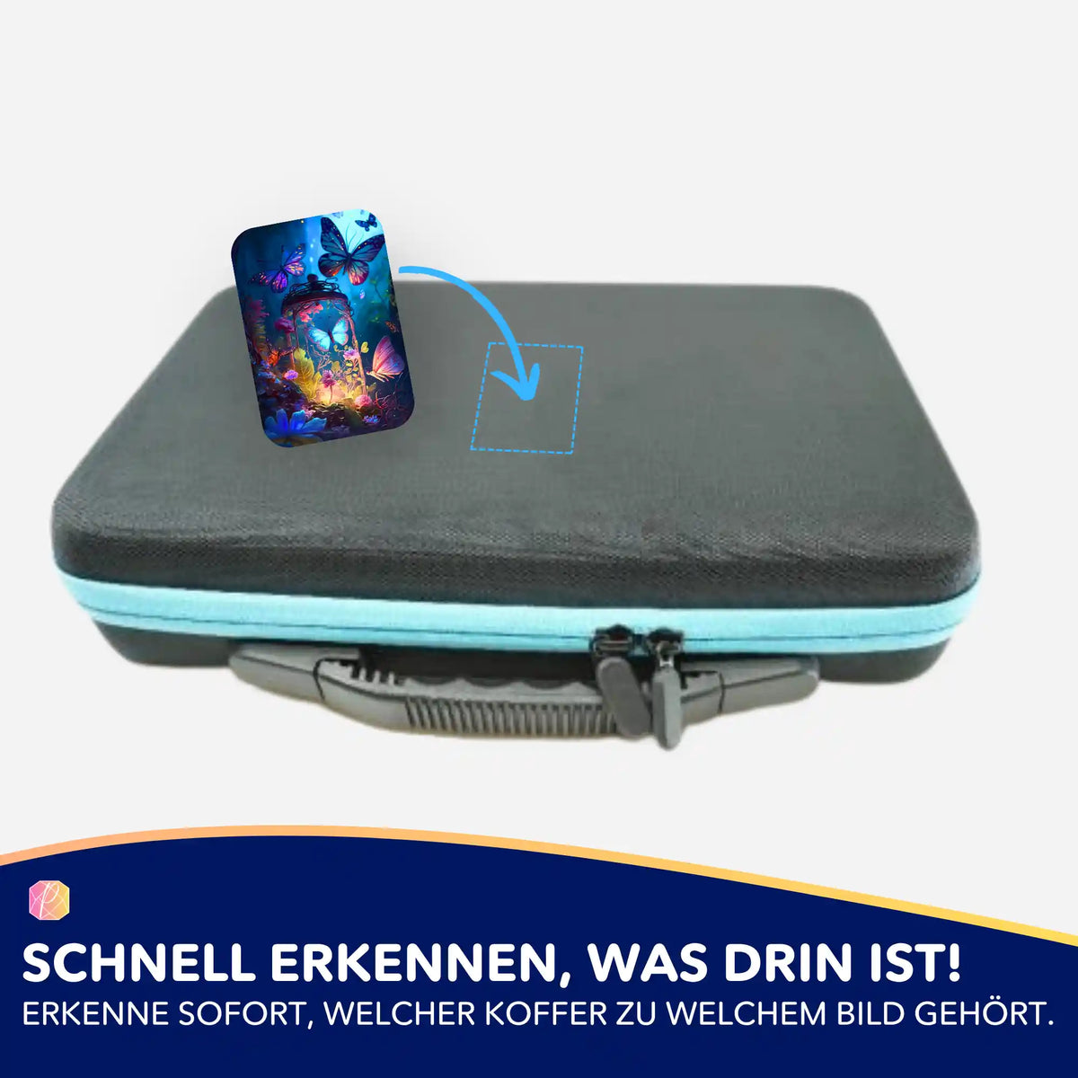 Bunter Nacht der Schmetterlinge Aufkleber für Diamond Painting Koffer zur Sortierung von Bastelzubehör und Motiven.