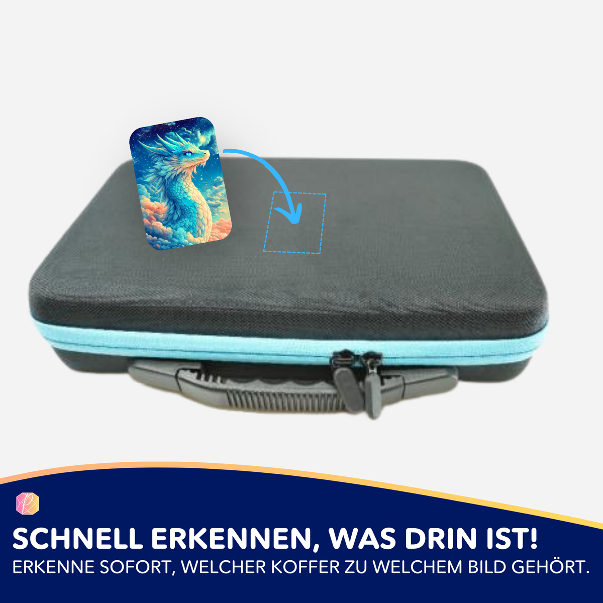 Saphira Himmelsdrache Aufkleber zur Organisation von Diamond Painting Zubehörkoffern für mehr Ordnung beim Basteln